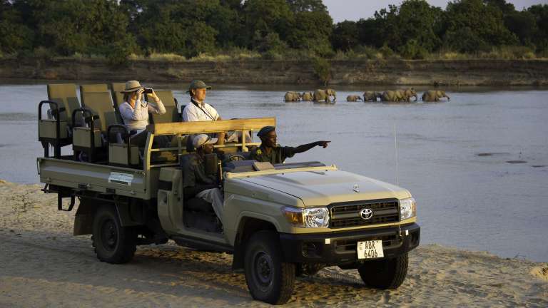 Game drive along the Luangwa river