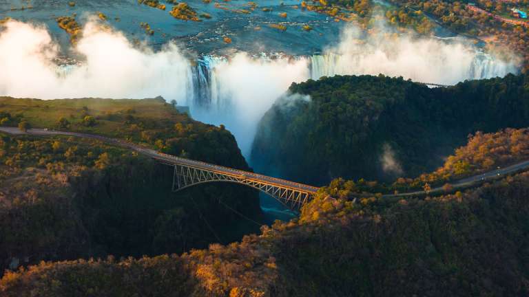 Victoria falls view from helicopter