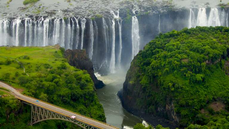 View from helicopter over Victoria falls