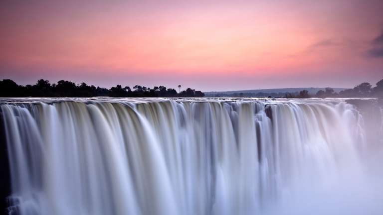 Victoria falls at sunset